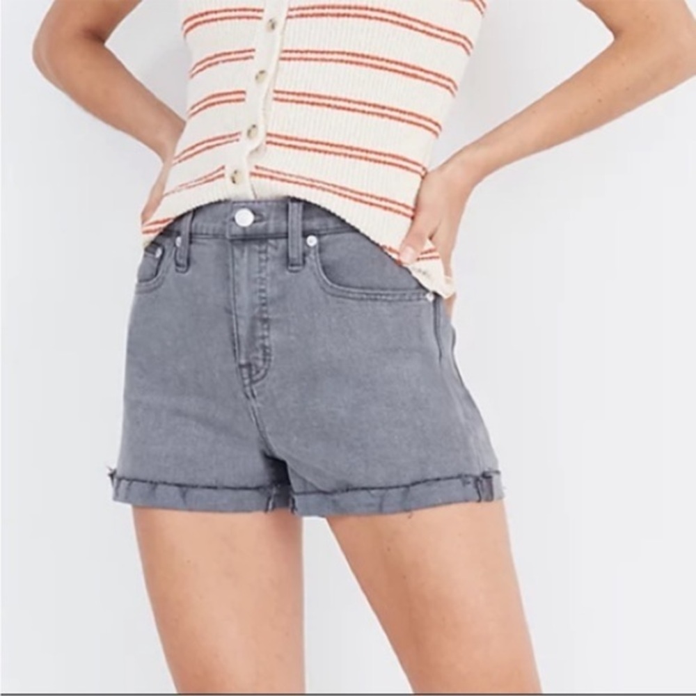 Madewell High Waist Cutoff Denim Shorts size 27 Gray